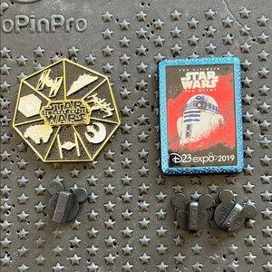 Disney Star Wars vehicle spinner and D23 Expo R2D2 LE 2-pin bundle (Msc - 19)